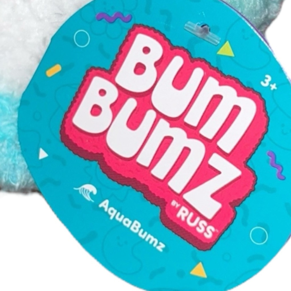 4.5” Bree the Blowfish Bum Bumz by Russ Plush Toy Blue White - Picture 3 of 4